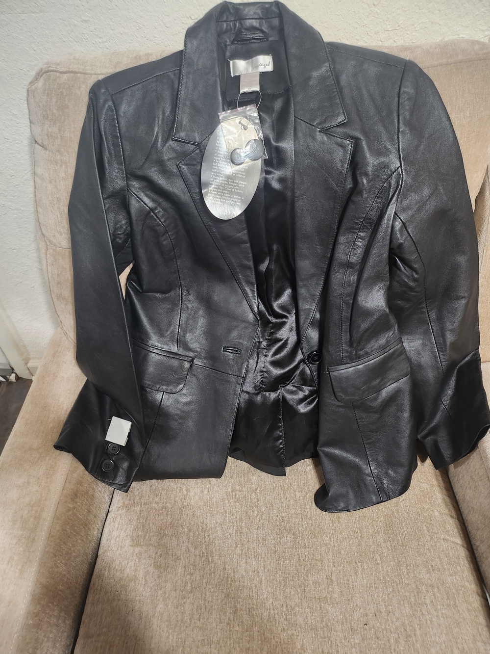 Classic Black Leather Blazer Jacket